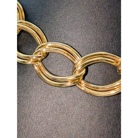 Chunky Heavy Gold Tone Double-Link Curb Chain 19" Necklace - Picture 4 of 6